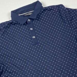Banana Republic Luxury Touch Polo Shirt Mens L Navy & White Micro Dot Print Top